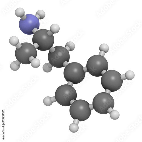 Amphetamine stimulant molecule  chemical structure.