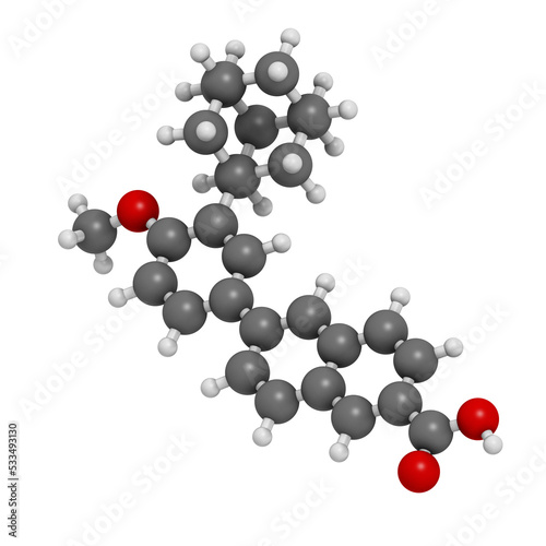 Fototapeta Naklejka Na Ścianę i Meble -  Adapalene acne treatment drug, chemical structure.