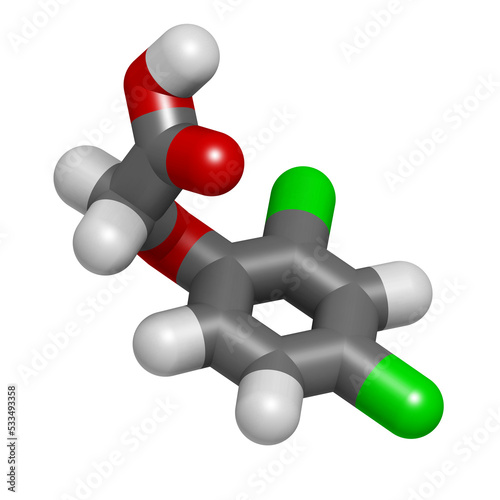 2,4-D (2,4-dichlorophenoxyacetic acid) Agent Orange ingredient. Synthetic auxin plant hormone, used as pesticide and herbicide and ingredient of Agent Orange. photo