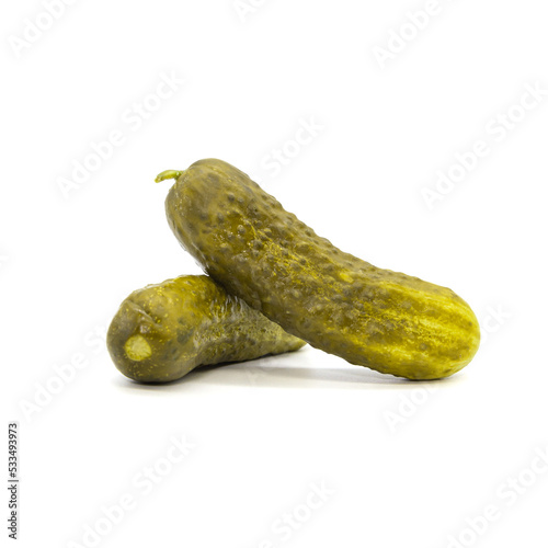 Pickles on white background