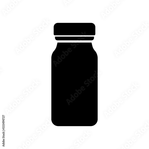 Medical vial icon. Black silhouette. Front side view. Vector simple flat graphic illustration. Isolated object on a white background. Isolate.