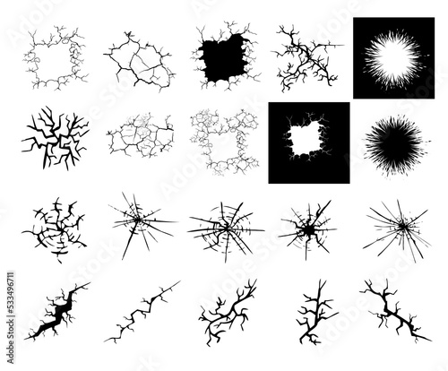 Set of cracks. Vector illustration