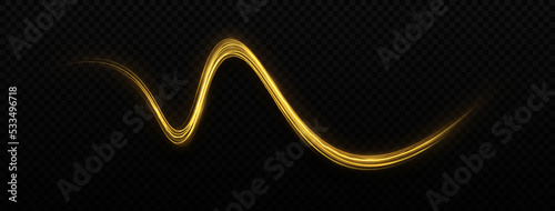 Glowing luxury lines effect. Colorful glittering magic particles trail isolated on transparent background. Sparkling wavy light effect.