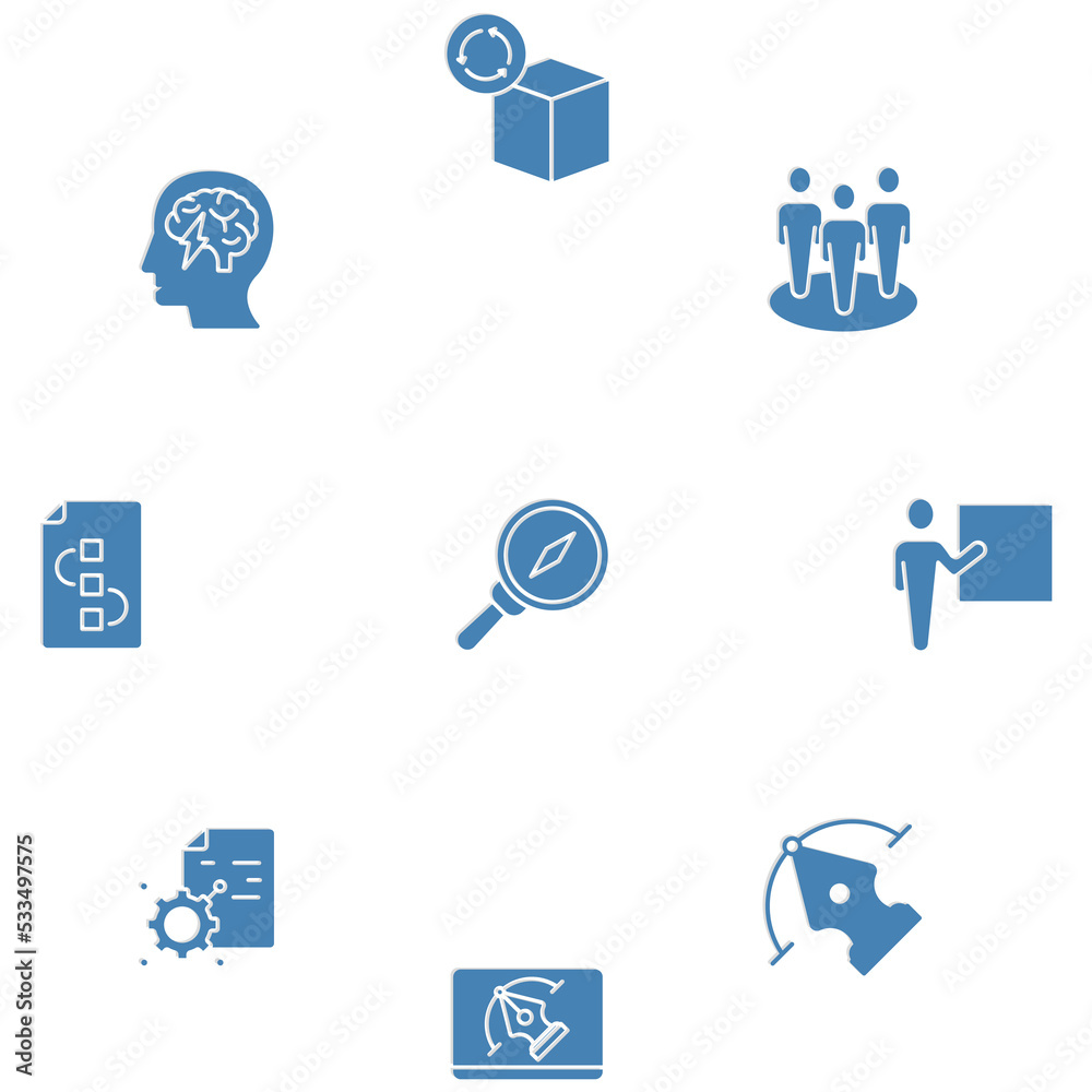 Creative process icons set. Set of editable stroke icons.Vector set of Creative process Creative process icons set. Set of editable stroke icons.Vector set of Creative process