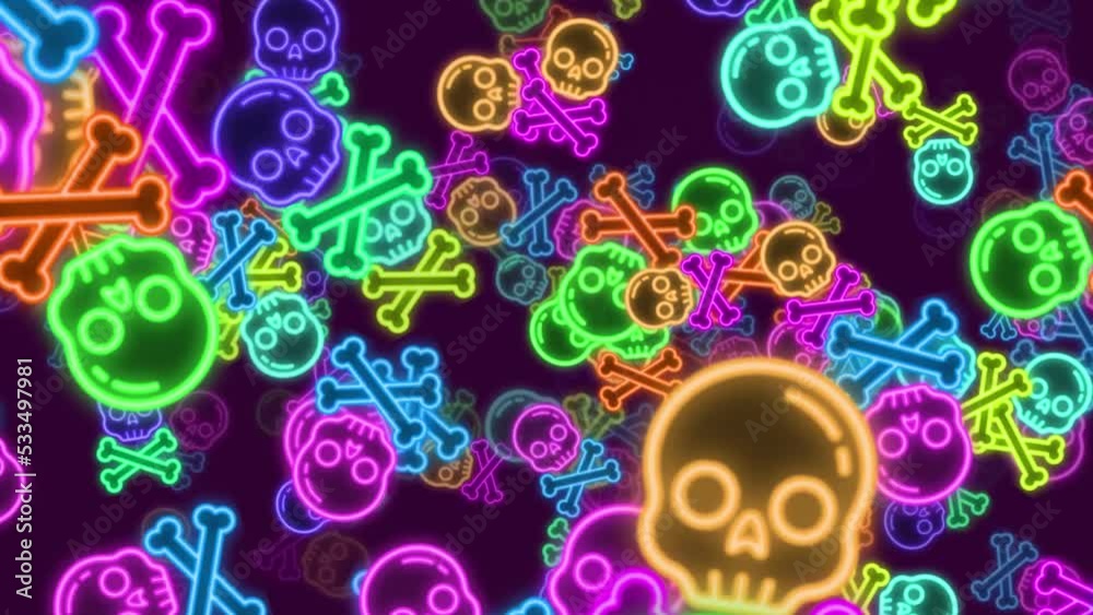 Halloween Background Loop Glowing Skull 