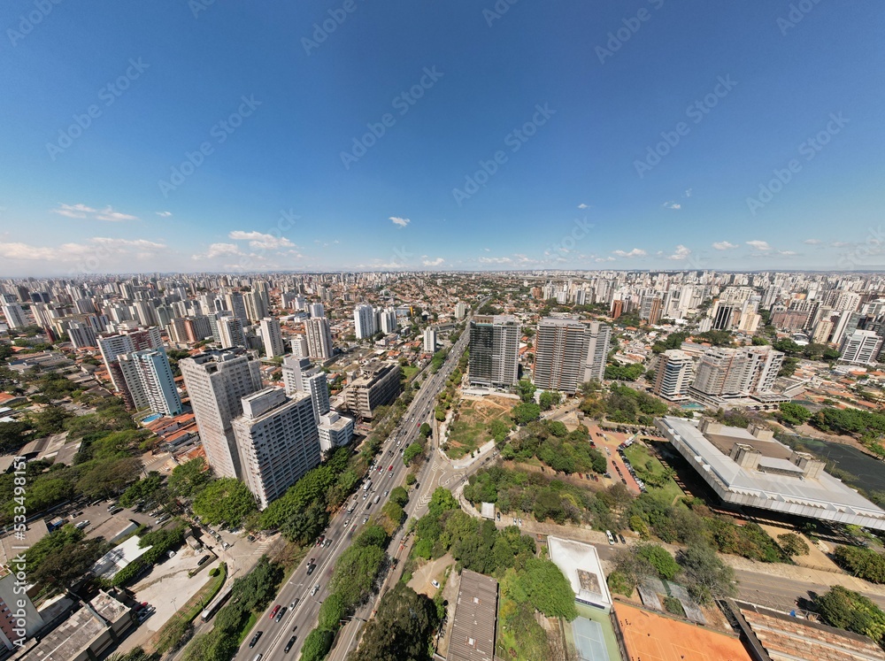 defaultAerial view of the city of São Paulo, Brazil.
In the neighborhood of Vila Clementino, Jabaquara, south side. Aerial drone photo. Avenida 23 de Maio in the background
