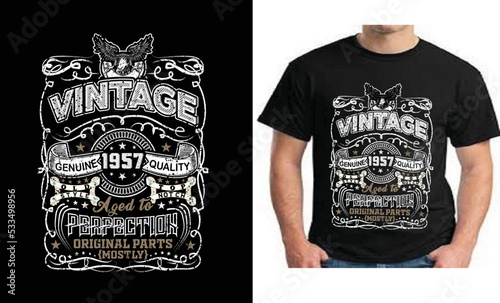 Vantage Genuine 1957 Quality old style T-shirt Design