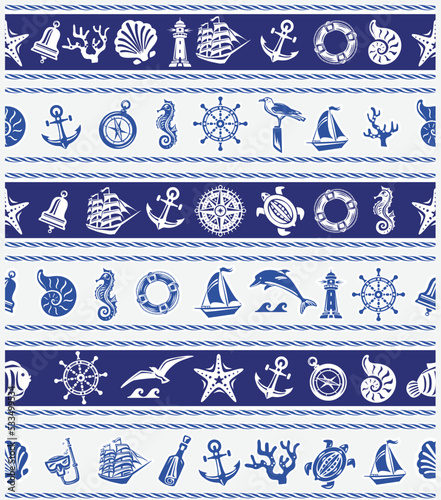Borders with Nautical and sea symbols photo