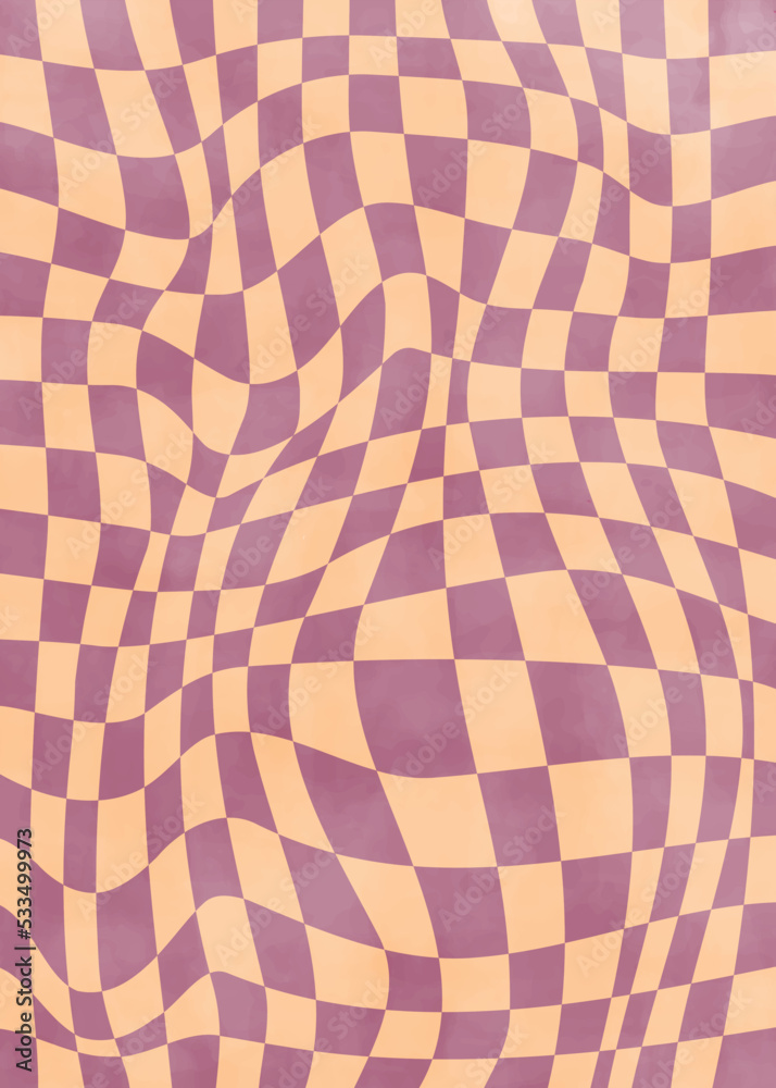 70s style background, twisted checkerboard, , wavy patterns, hippie vector texture in psychedelic style. 70s style background, twisted checkerboard, , wavy patterns, hippie vector texture in psychedelic style.
