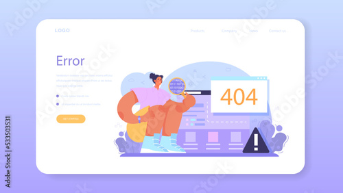 Software tester web banner or landing page. Application or website