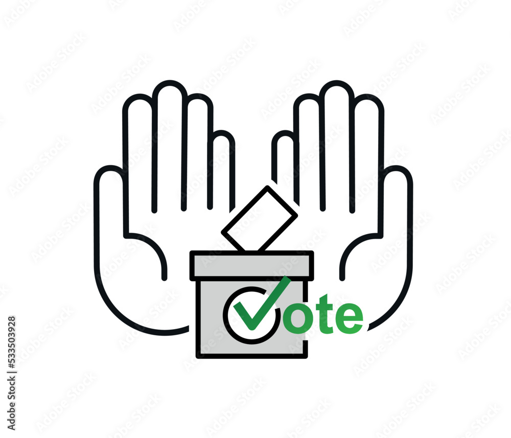 Vector ballot icon voter , ballot box, voting hands. Democracy election poll icon. Illustration.
Vector ballot icon voter , ballot box, voting hands. Democracy election poll icon. Illustration.
