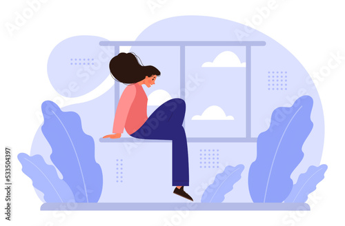 Loneliness concept. Unhappy person left alone. Character suffering