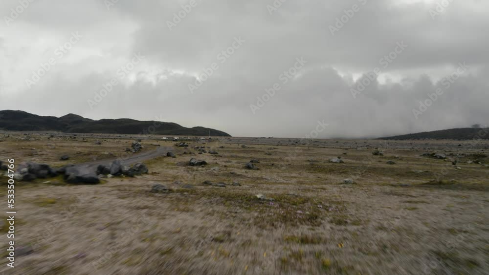 Aerial view on Cotopaxi Plateau Drone fight Aerial view on Cotopaxi Plateau Drone fight