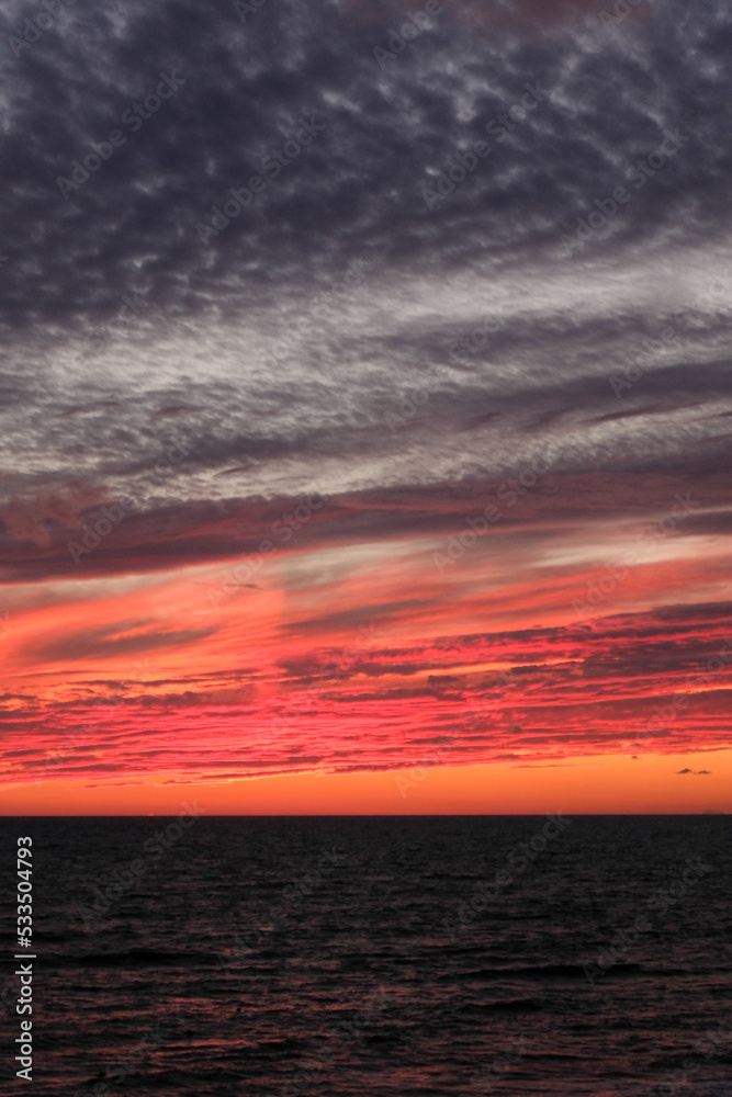 Red fire blood sunset sky cloudscape seascape