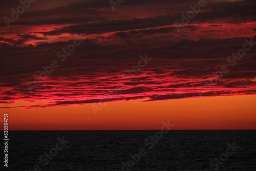 Red fire blood sunset sky cloudscape seascape