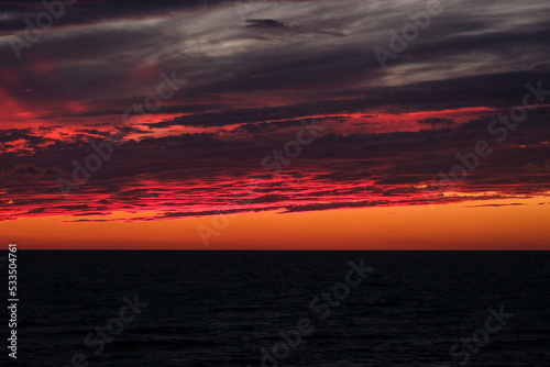 Red fire blood sunset sky cloudscape seascape