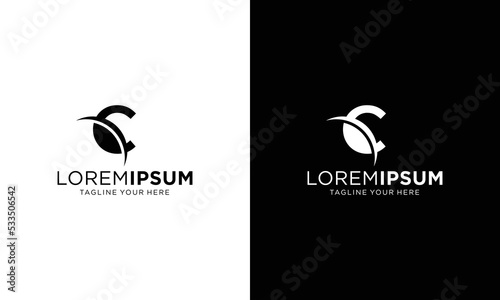 Letter C logo. Alphabet logotype vector design, C initial Shield Planet Circle logo symbol icon template, Idea logo design inspiration on a black and white background.