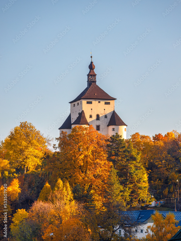 The New Castle in Banska Stiavnica at an autumn season, Slovakia, Europe.