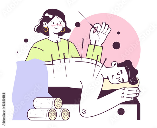 Acupuncture concept. Needle therapy, asian alternative medicine.
