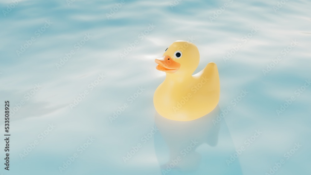 A funny toy floats on the waves on clear water. A funny toy floats on the waves on clear water.