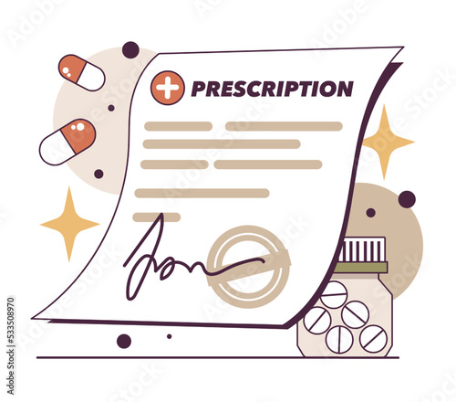 Medical prescription form with doctor signature. Homeopathy