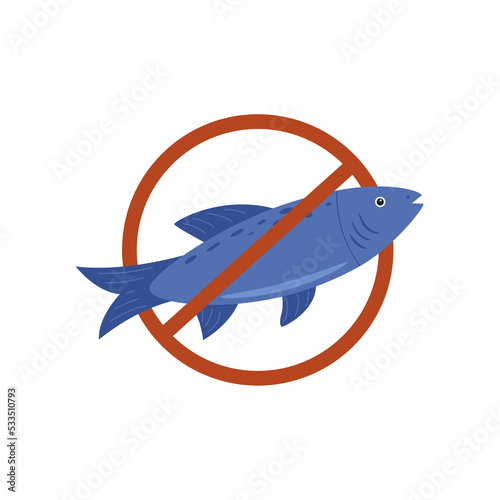 Fish in red crossed circle icon
