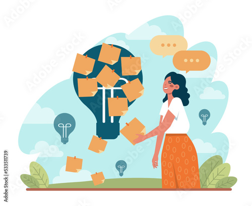Brainstorm concept. New idea or problem solution generation