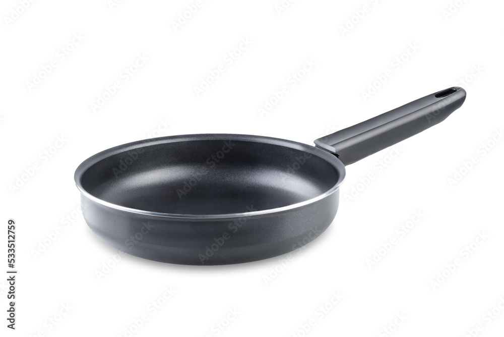 Black frying pan on a white isolated background Black frying pan on a white isolated background
