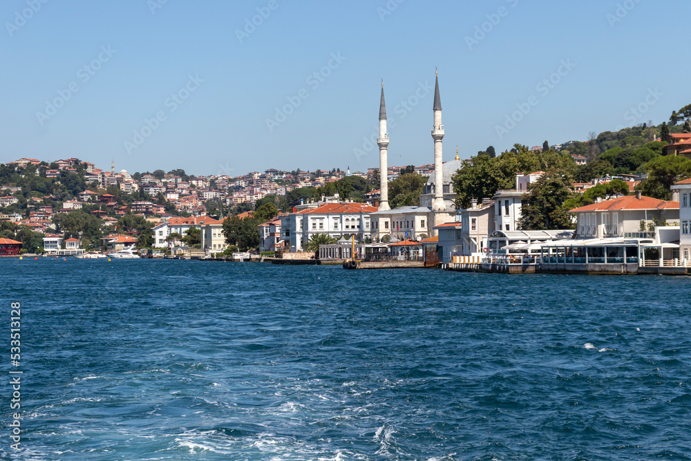 Panorama from Bosporus to city of Istanbul, Turkey