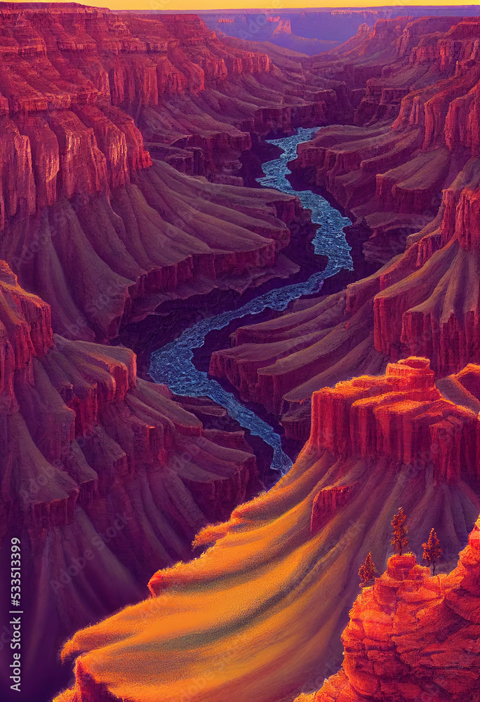 Fototapeta premium Illustration of Grand Canyon National Park