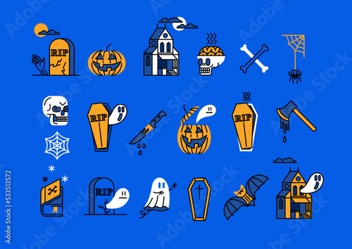 Halloween vector icons bundle in colour