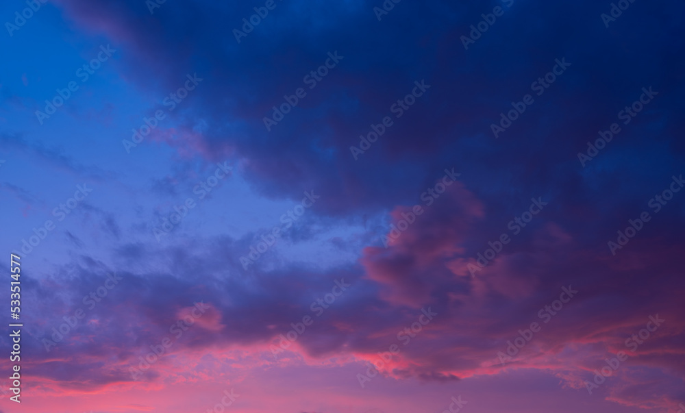 Colorful clouds at dramatic sunset
