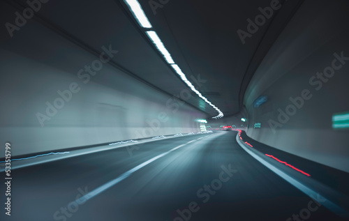 blurred motion while traveling through the tunnel