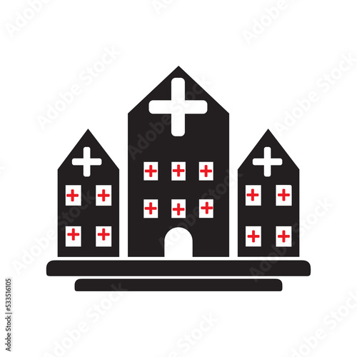 Clinic dispensary infirmary sanatorium icon | Black Vector illustration |