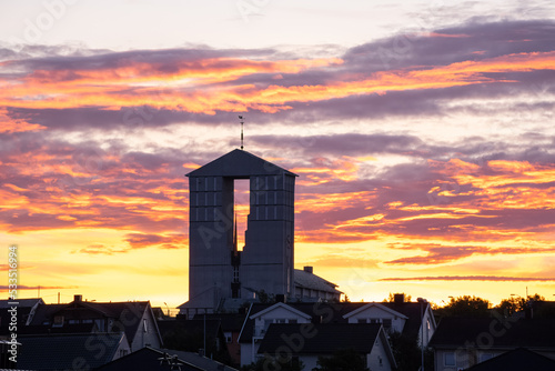 Tableau sur toile Vadso, Norway - August 2, 2022: Beautiful scenery of Vadso town and surroundings in the Finnmark during sunset