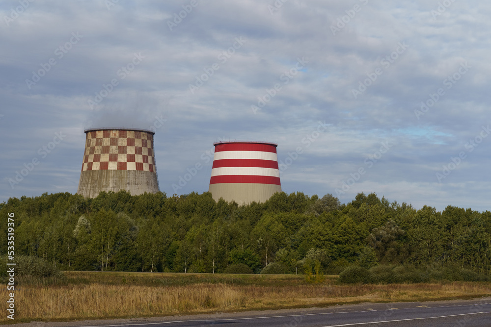 Chimneys of combined heat and power plant. Chimneys of combined heat and power plant.