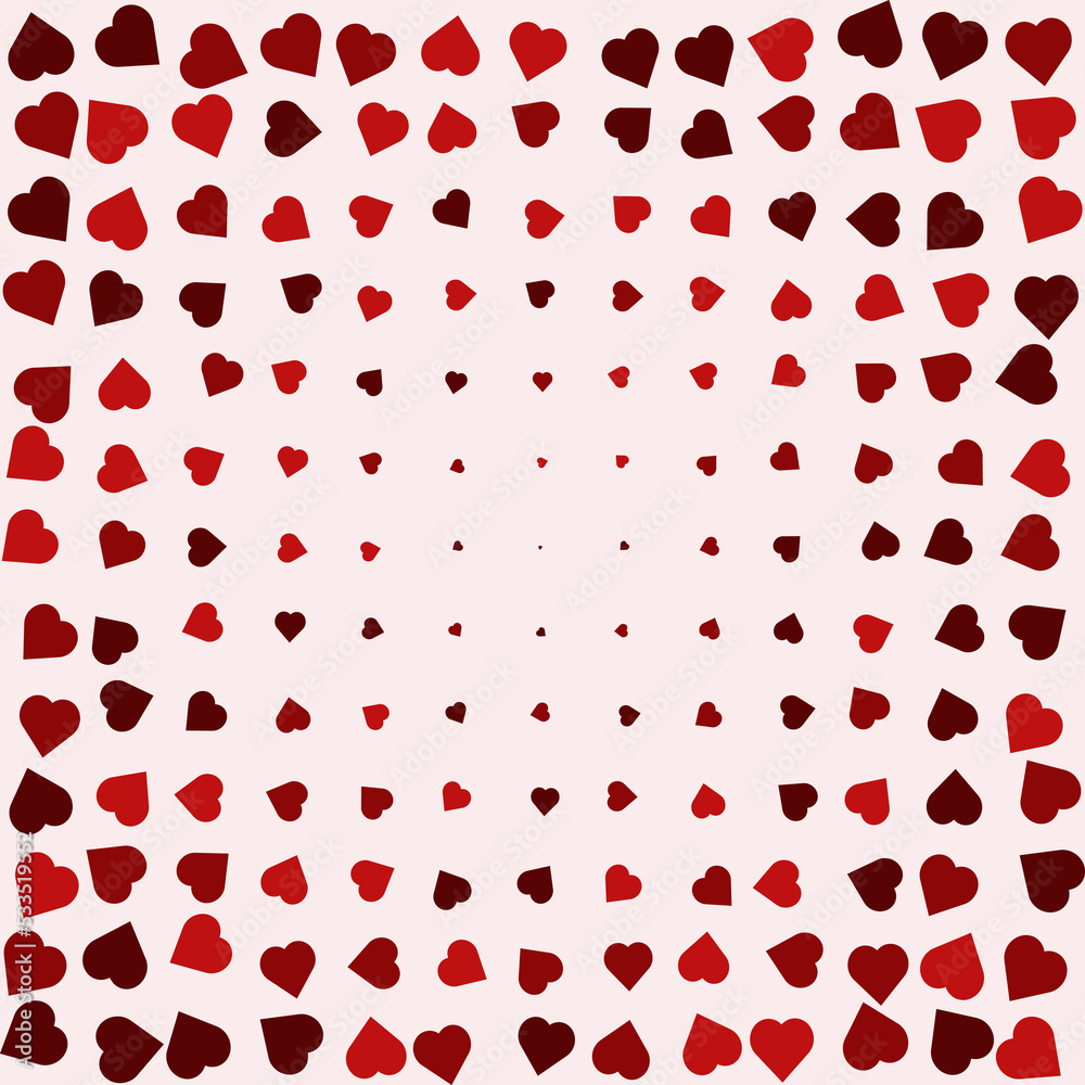 Rotated Red Love Hearts Halftone Pattern