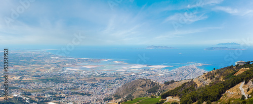 Trapani view from Erice, Sicily, Italy