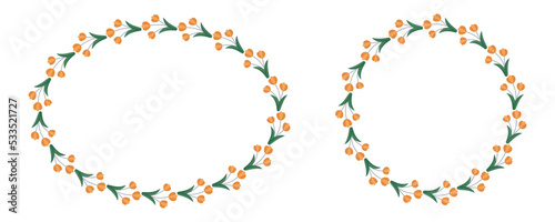 Wallpaper Mural floral frame set, vector, ornament, decorative frame, floral designs, decorative elements, circular frame, oval frame, spring, flowers, buds, leaf, plants, floral decorations, wreaths. Bloming flower. Torontodigital.ca
