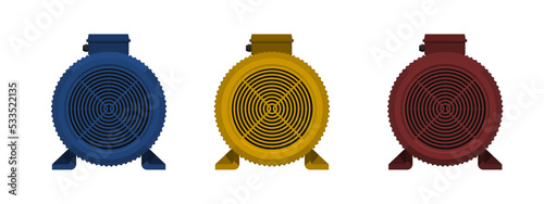 Isolated motor in back view on white background
