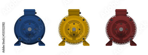 Isolated motor in front view on white background
