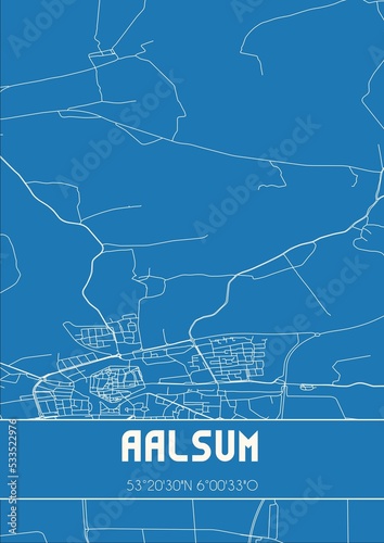 Blueprint of the map of Aalsum located in Fryslan the Netherlands. photo