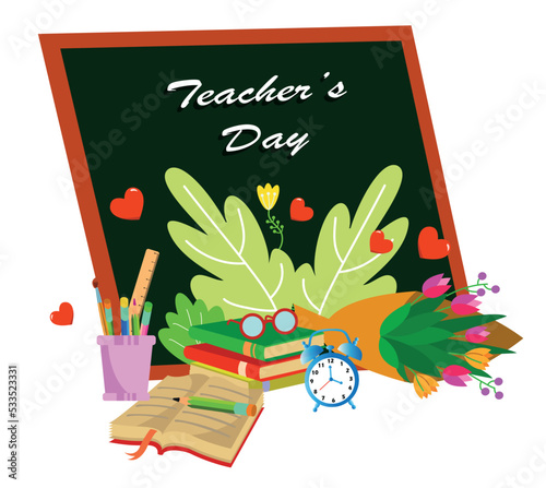 teacher and cute kids teachers day