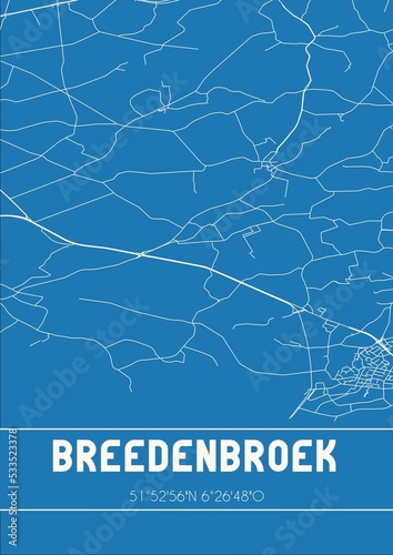 Blueprint of the map of Breedenbroek located in Gelderland the Netherlands. photo