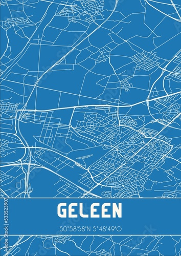 Blueprint of the map of Geleen located in Limburg the Netherlands. photo