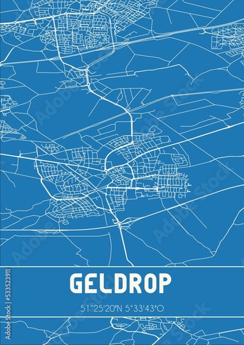 Blueprint of the map of Geldrop located in Noord-Brabant the Netherlands. photo