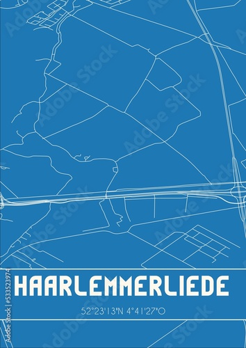 Blueprint of the map of Haarlemmerliede located in Noord-Holland the Netherlands. photo