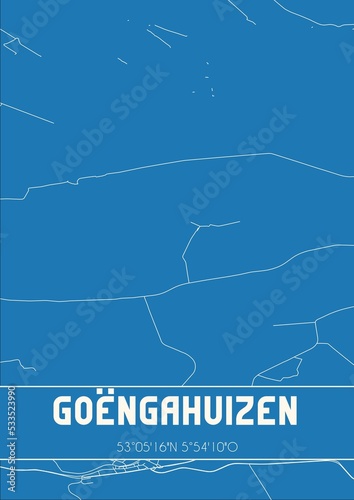 Blueprint of the map of Goëngahuizen located in Fryslan the Netherlands.