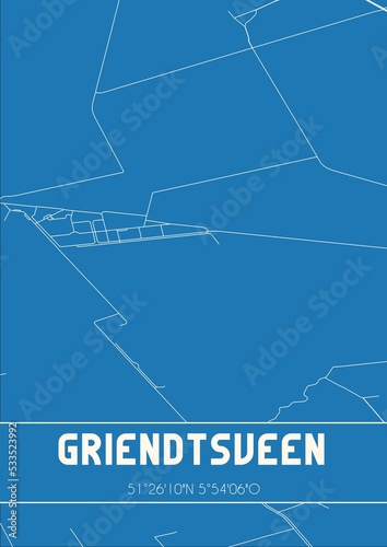 Blueprint of the map of Griendtsveen located in Limburg the Netherlands. photo