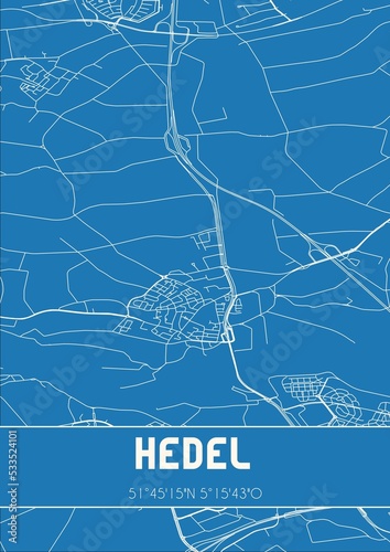 Obraz na płótnie Blueprint of the map of Hedel located in Gelderland the Netherlands. w salonie